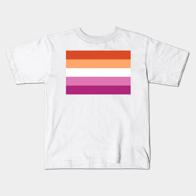Lesbian Pride Flag Kids T-Shirt by JustGottaDraw